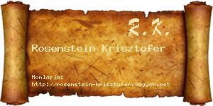 Rosenstein Krisztofer névjegykártya